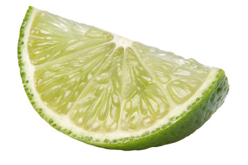 A juicy slice of fresh green lime, isolated on a transparent background