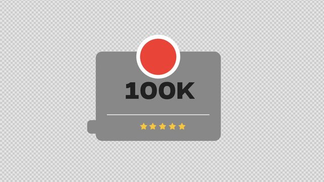 Animated Counter: 100K Subscribers Milestone Celebration -  Clean, Modern Design,  Fast-Paced Transition, Alpha Channel Ready.