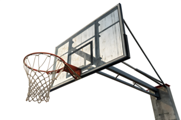 Basketball hoop, net attached, side view, isolated on AI Generated by PNG