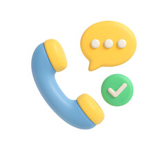 3d phone with speech bubble icon isolated on transparent background. call or confirmation concept