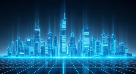 Digital Cityscape: Futuristic Urban Grid