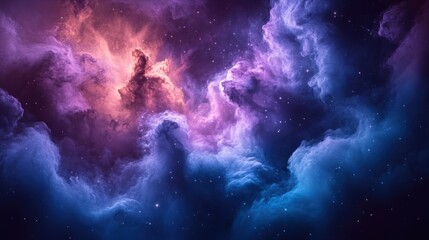 Obraz premium Cosmic Nebula: A Celestial Tapestry of Purple and Blue Hues