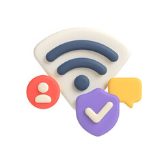 3d wifi signal icon isolated on transparent background. connectivity or security concept