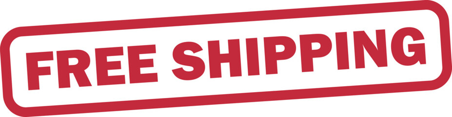 Free shipping stamp icon isolated on white background . Red free shipping stamp label icon . Vector