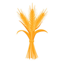 Wheat sheaf bundle with golden stalks and green leaves  