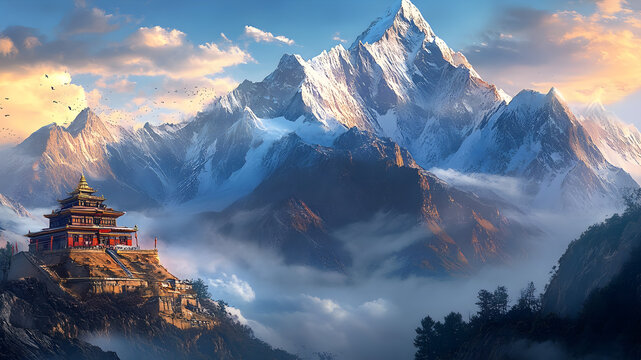 Ultra HD Snow mountain aerial view image where heaven meets earth picture mystical mountains background image mount Kanchenjunga image time lapse of the Everest photo