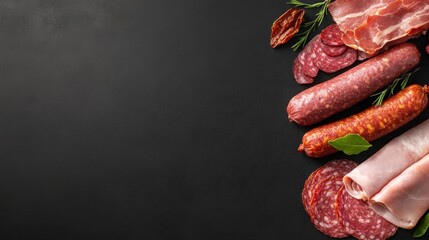 Assortment of cured meats display