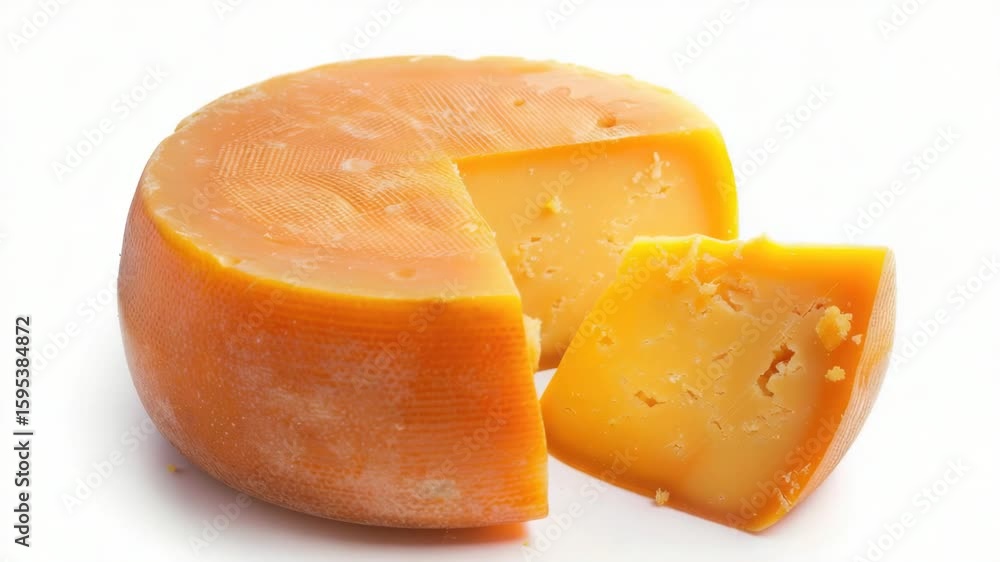 Poster a slice is missing from this wedge of cheese, perfect for adding to a snack or meal