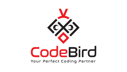 Obraz premium LogoCode Bird Logo, Tech Logo, Technology Bird, Angry Bird Logo