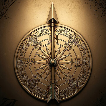 vintage compass on golden back