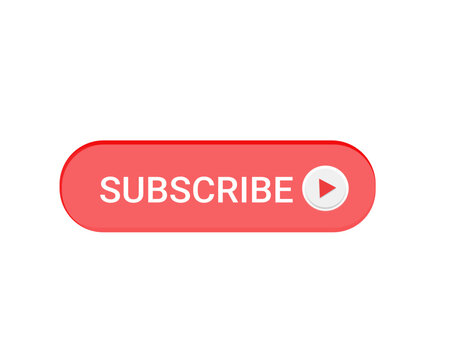Youtube button,Red button Subscribe  ,Social media concept,red button with text,vector isolated on transparent background
