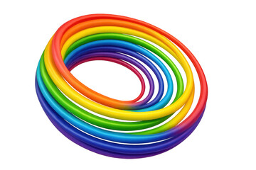 Obraz premium Rainbow colored cable forming a circle on a transparent background, perfect for technology and communication concepts