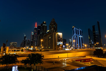 Dubai Skyline at Night: Modern Architecture Under Moonlight