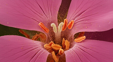 SEM of Pollen Rupture and Spill in Pink Campion Flower
