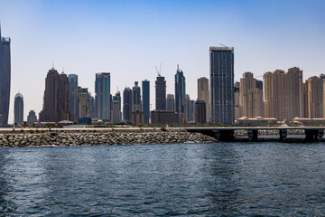 Obraz premium Dubai Marina Skyline and Modern Architecture from the Sea