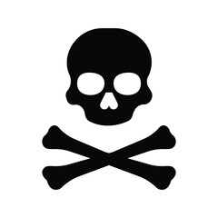 Skull crossbones danger warning poison symbol icon vector illustration for hazard death threat toxic scary gothic caution design graphic.