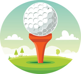 golf ball tee icon vector illustration.sport, competition, game, golf, graphic, silhouette, tee, fairway, athletic, ball, hobby, illustration, equipment, icon, leisure, vector, club, course, driving,