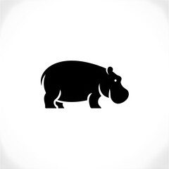 Obraz premium hippopotamus silhouette icon with white background