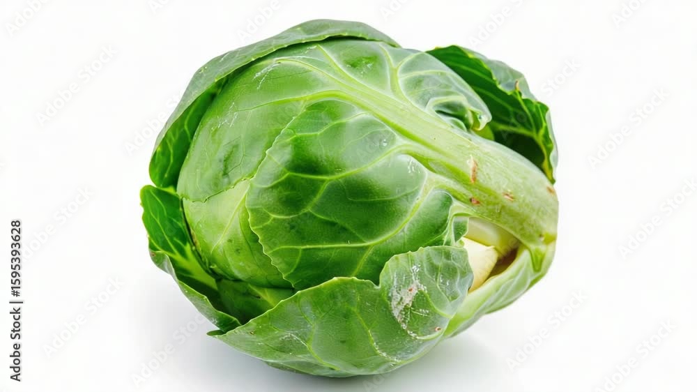 Poster a high-quality image of a head of cabbage up close, ideal for use in cookbooks or as a decorative el