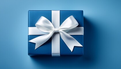 blue gift box with white bow classic and elegant present packaging