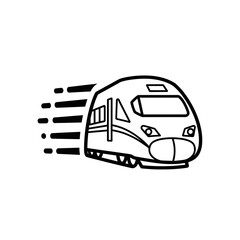 High-speed train icon in minimalist style with motion lines  