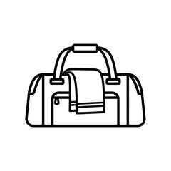 Vector icon of a gym bag with a towel inside  