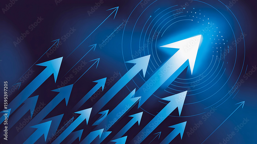 Aufkleber abstract arrows vector background: a dynamic 3d illustration showcasing a set of blue upward-pointin