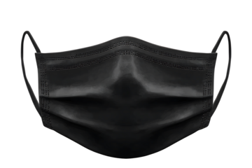 black corona face mask isolated on white or transparent png 