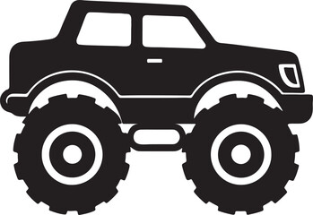 Monster Truck silhouette, black and white silhouette, vector and illustration