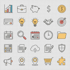 Business Finance Line Icons, Financial Services Outline Symbols, Economy & Investment Vector Pack, Corporate & Banking Thin Icons, Modern Business & Money Graphics.