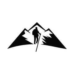  Male Hiker Silhouette Mountains Stock Illustrations