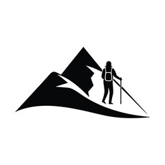  Male Hiker Silhouette Mountains Stock Illustrations