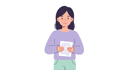 Teacher reviewing quiz results in flat vector style  