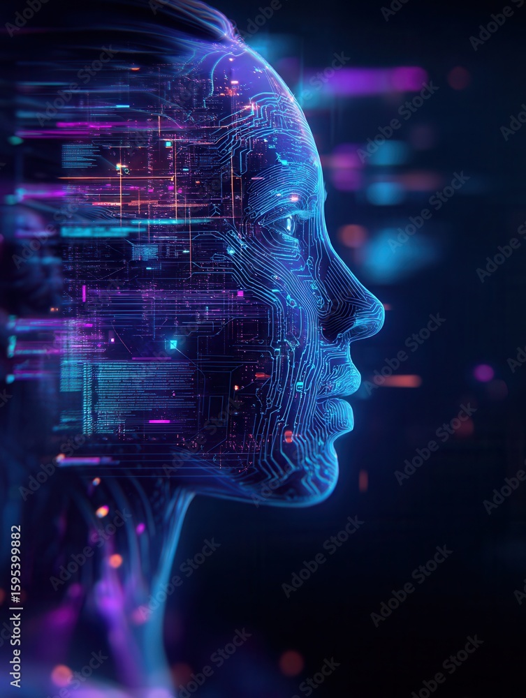 Aufkleber integration of human intellect and digital technology showcases advanced artificial intelligence