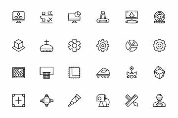 Fototapeta premium A process-focused bundle ideal for illustrating stages of manufacturing, from raw materials to finished goods—great for industrial apps and educational content.