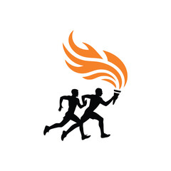  Runner with Olympic Torch Royalty Silhouette Vector