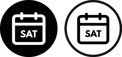Saturday calendar icon set in two styles . Saturday icon . Vector illustration