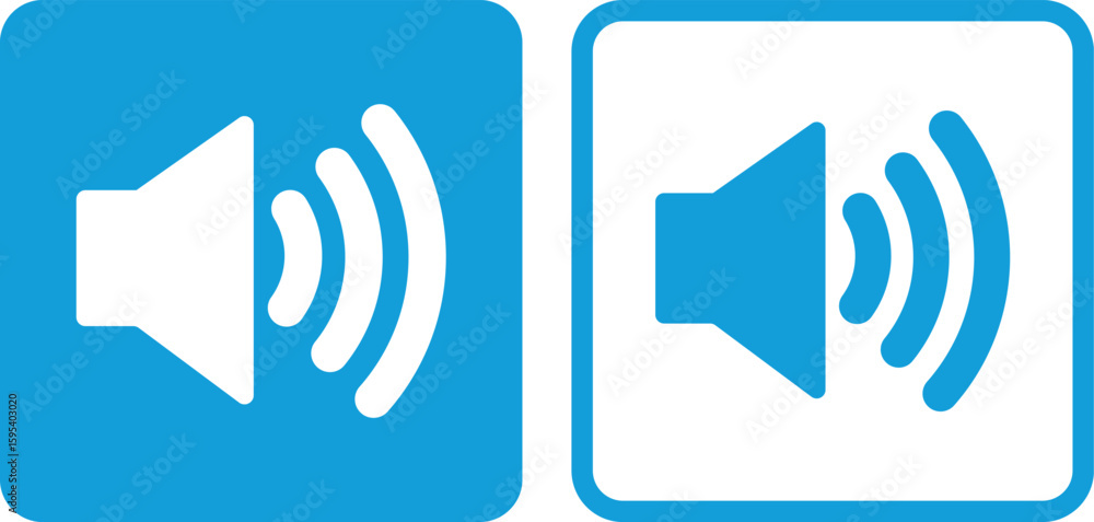 Aufkleber blue speaker button icon set in two styles . sound icon . volume button icon . vector illustration