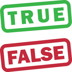 True and false stamp icon set isolated on white background . Vector illustration
