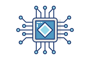 Fototapeta premium smart microchip symbol precision line artwork
