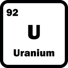 Uranium chemical element icon isolated on white background . Uranium icon vector