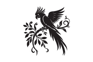 Set of Parrot silhouette vector illustration , with a clear white background, 