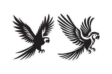 Set of Parrot silhouette vector illustration , with a clear white background