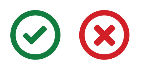Check mark and x or Confirm and deny line art color icons for apps and websites