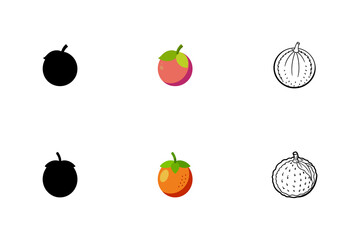  set of langsat silhouette vector illustration