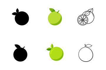Set of lime silhouette vector ,line art illustration