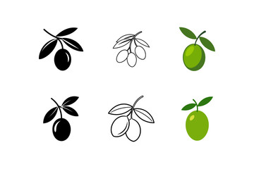 Set of olive silhouette vector outline drawing illustration ,olive icon