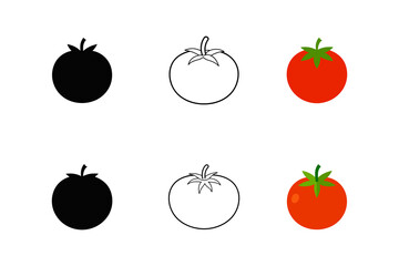 Set of tomato silhouette vector line art illustration