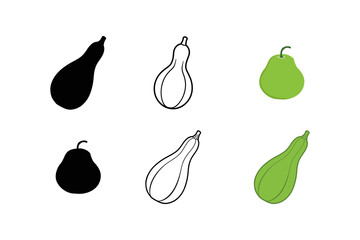 Set of Bottle gourd icon, vector set.  bottle gourd silhouette, symbol illustration