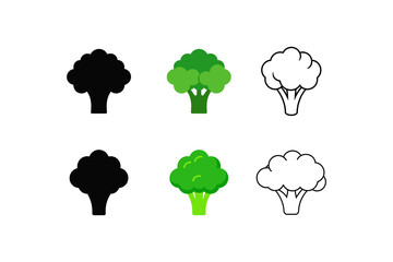 Set of broccoli silhouette vector line art illustration 